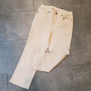 Coldwater Creek Sz 4 Khaki Tan Knit Denim Slim Leg Knit Crop/capri Soft Jeans
